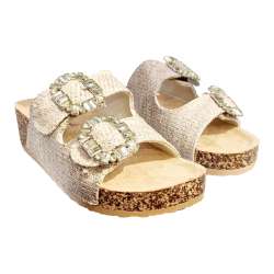 WOMEN'S BIO WEDGE SANDAL WITH DOUBLE CRYSTAL BUCKLE