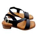 SANDALIAS TACÓN BAJO MUJER TIRA DIAGONAL NEGRO NEGRO