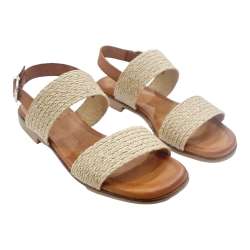 WOMEN'S FLAT SANDALS WITH TWO STRIPS AND NATURAL HEEL
