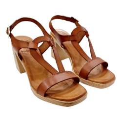 WOMEN'S LEATHER TEAR INSTEP HEEL SANDALS