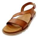 SANDALIAS BAJAS MUJER TIRA DIAGONAL CUERO CUERO