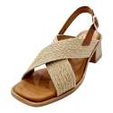 CROSSED JUTE LOW HEEL SANDALS WITH HEEL