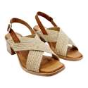 CROSSED JUTE LOW HEEL SANDALS WITH HEEL