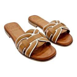 WOMEN'S SANDALS WITH FLAT SHOE CONTRSATE LEATHER EDGE