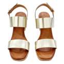 SANDALIAS TACON DOBLE PALA Y TALON MUJER PLATINO