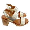 SANDALIAS TACON DOBLE PALA Y TALON MUJER PLATINO