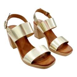 SANDALIAS TACON DOBLE PALA Y TALON MUJER PLATINO