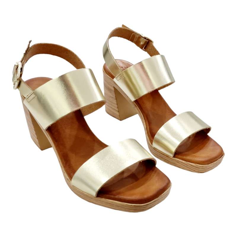 SANDALIAS TACON DOBLE PALA Y TALON MUJER PLATINO