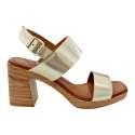 SANDALIAS TACON DOBLE PALA Y TALON MUJER PLATINO