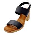 SANDALIAS TACON DOBLE PALA Y TALON MUJER NEGRO