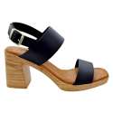 SANDALIAS TACON DOBLE PALA Y TALON MUJER NEGRO