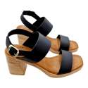 SANDALIAS TACON DOBLE PALA Y TALON MUJER NEGRO