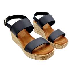 SANDALIAS MUJER CUNA 2 TIRAS CON TALONERA NEGRO