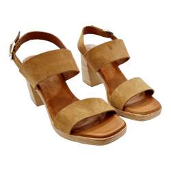 SANDALIAS TACON DOBLE PALA Y TALON MUJER CUERO