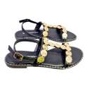 SANDALIAS MUJER TIPO GRIEGA ADORNO MONEDAS H NEGRO