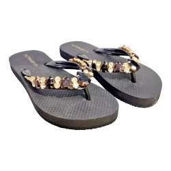 SLAVE FLIP-FLOP WITH STONE DECORATION WOMEN BLACK