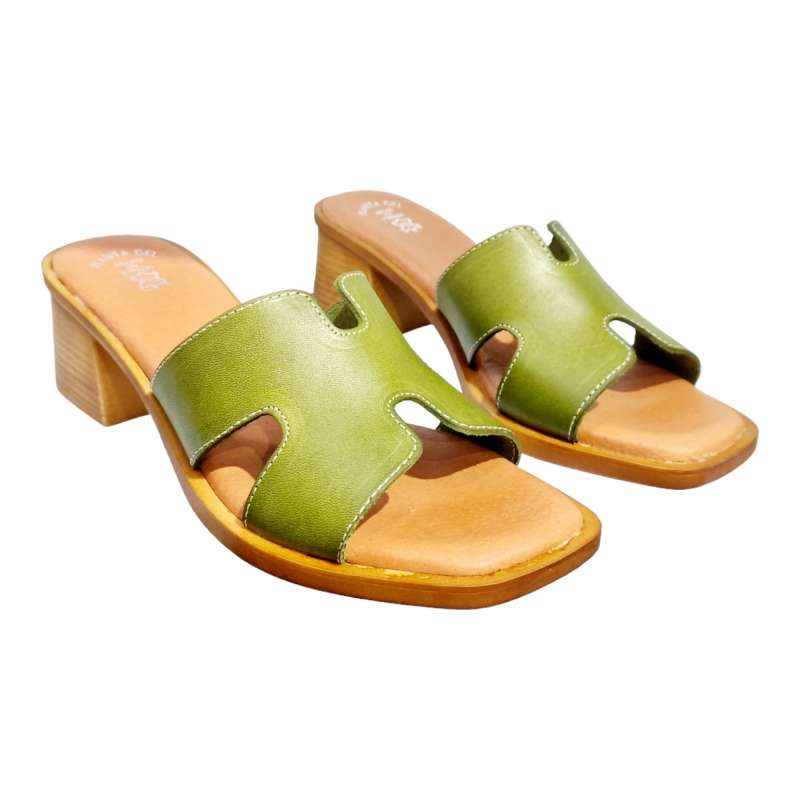 SANDALIAS MUJER TACÓN BAJO PALA H VERDE VERDE