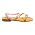 SANDALIAS MUJER TRENZADA MULTICOLOR ROSA