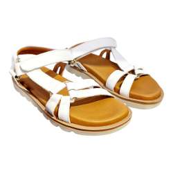 CALIFORNIA WOMEN'S WHITE LEATHER SANDALS