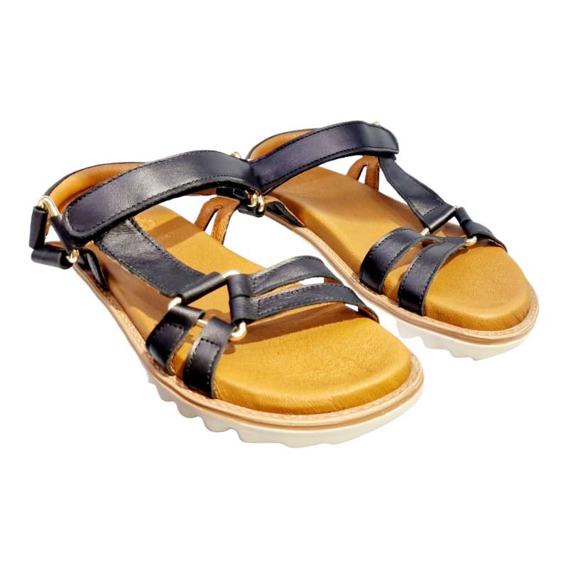 SANDALIAS MUJER CALIFORNIANA PIEL NEGRO NEGRO