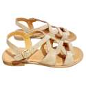 SANDALIAS MUJER TIRAS ENTRELAZADAS SERRAJE BEIG BEIGE