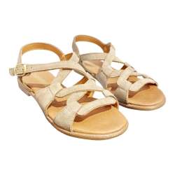 WOMEN'S SANDALS WITH INTERLACTED BEIG SUEDE STRIPS