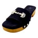 SANDALIAS MUJER ZUECO ADORNO BROCHE NEGRO NEGRO