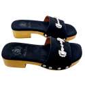 SANDALIAS MUJER ZUECO ADORNO BROCHE NEGRO NEGRO