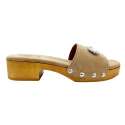 SANDALIAS MUJER ZUECO ADORNO BROCHE BEIGE BEIGE