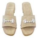 SANDALIAS MUJER ZUECO ADORNO BROCHE BEIGE BEIGE