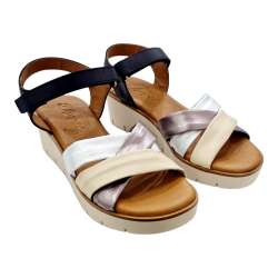 WOMEN'S TUBOLAR SANDALS WITH MULTICOLOR BLACK WEDGE