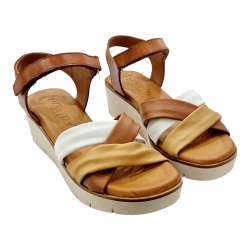 WOMEN'S TUBOLAR SANDALS WITH MULTICOLOR LEATHER WEDGE