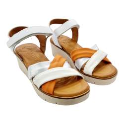 WOMEN'S TUBOLAR SANDALS WITH MULTICOLOR WHITE WEDGE