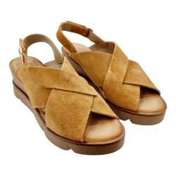 WOMEN'S SANDALS WITH CROSSED SUEDE LEATHER WEDGE