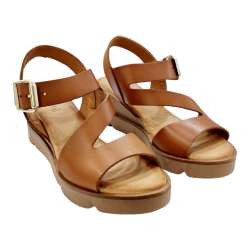 WOMEN'S SANDALS WITH CROSSED LEATHER STRAPS