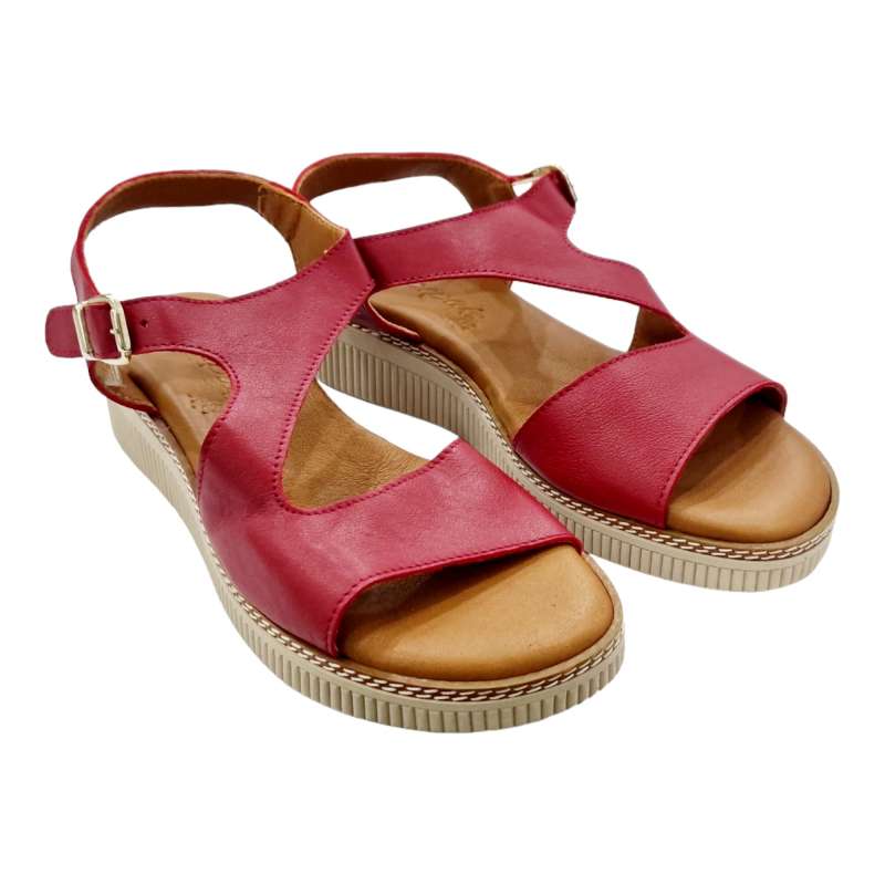 SANDALIAS MUJER FORMA Z PLANTA DE GEL ROJO ROJO