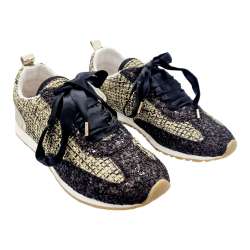 WOMEN'S GLITTER FABRIC COMBINED CASUAL DRESS SNEAKERS