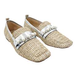 WOMEN'S MOCCASIN SHOES SILVER PEARL MASK