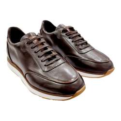 MEN'S BROWN LEATHER DRESS SNEAKERS