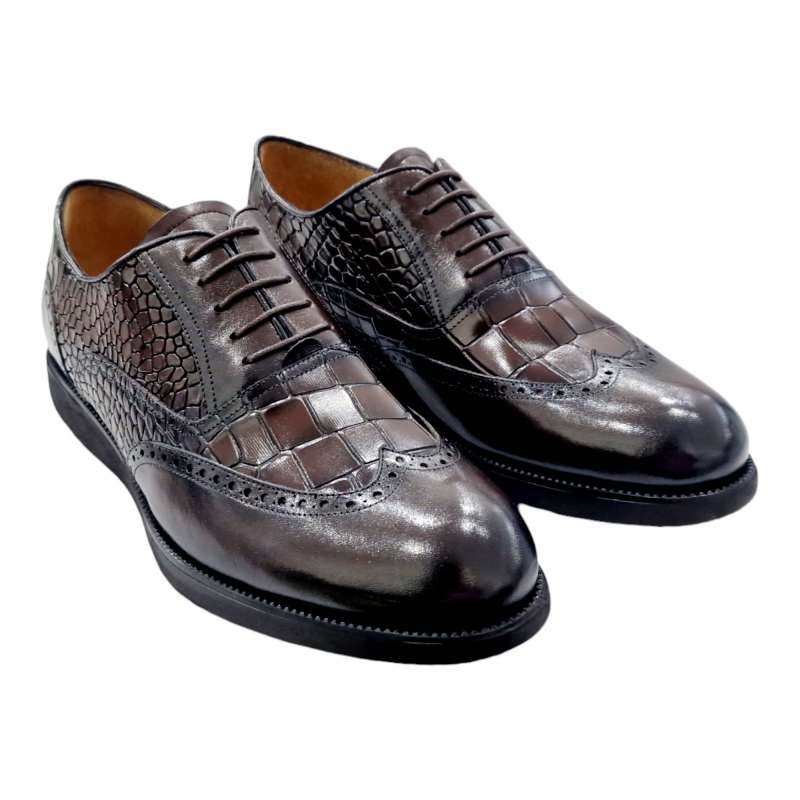 ZAPATOS HOMBRE VESTIR OXFORD EFECTO COCO MARRÓN MARRÓN