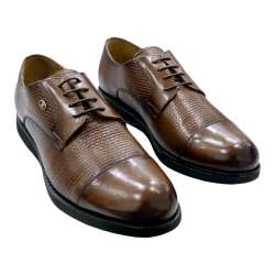 MEN'S BLUCHER SHOES ENGRAVED WITH BROWN TOE