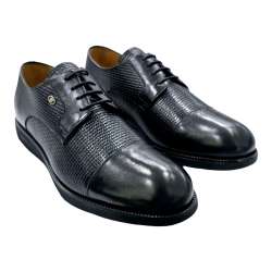 MEN'S BLUCHER SHOES ENGRAVED WITH BLACK TOE