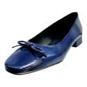 SABRINA WOMEN PATENT LEATHER WITH SQUARE TOE BOW NAVY