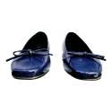 SABRINA WOMEN PATENT LEATHER WITH SQUARE TOE BOW NAVY