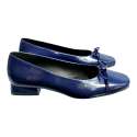 SABRINA WOMEN PATENT LEATHER WITH SQUARE TOE BOW NAVY