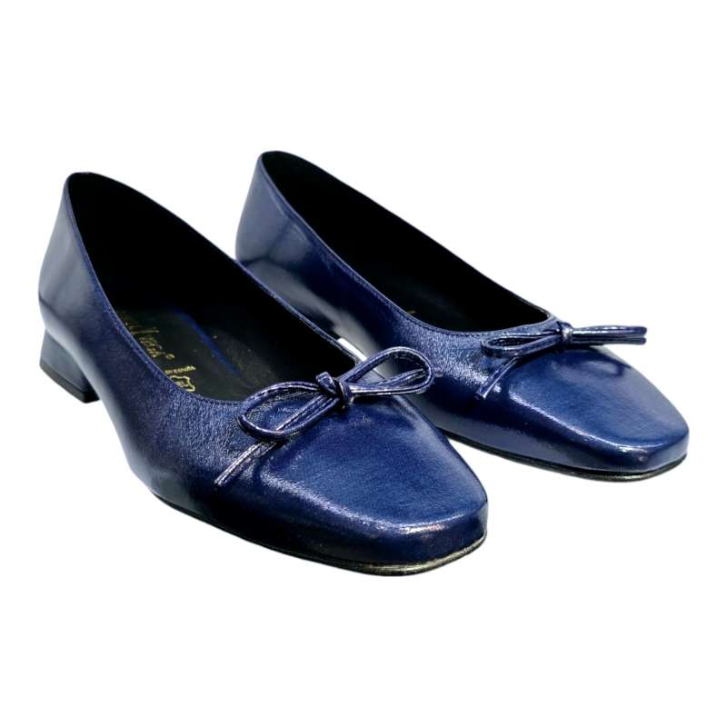 SABRINA WOMEN PATENT LEATHER WITH SQUARE TOE BOW NAVY