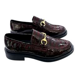 WOMEN'S MOCCASIN SHOE COCO PATENT LEATHER WITH STIRUP DECORATION