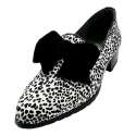 ZAPATOS MOCASÍN MUJER LEOPARDO BLANCO LAZO TACÓN BAJO BLANCO