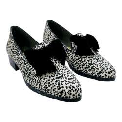 WOMEN'S WHITE LEOPARD MOCCASIN SHOES WITH BOW LOW HEEL