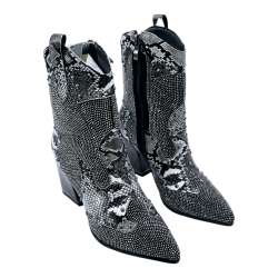 WOMEN'S COWBOY STYLE BOOT COMBINED GLOSS AND SNAKE